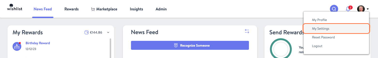 Click on My Settings