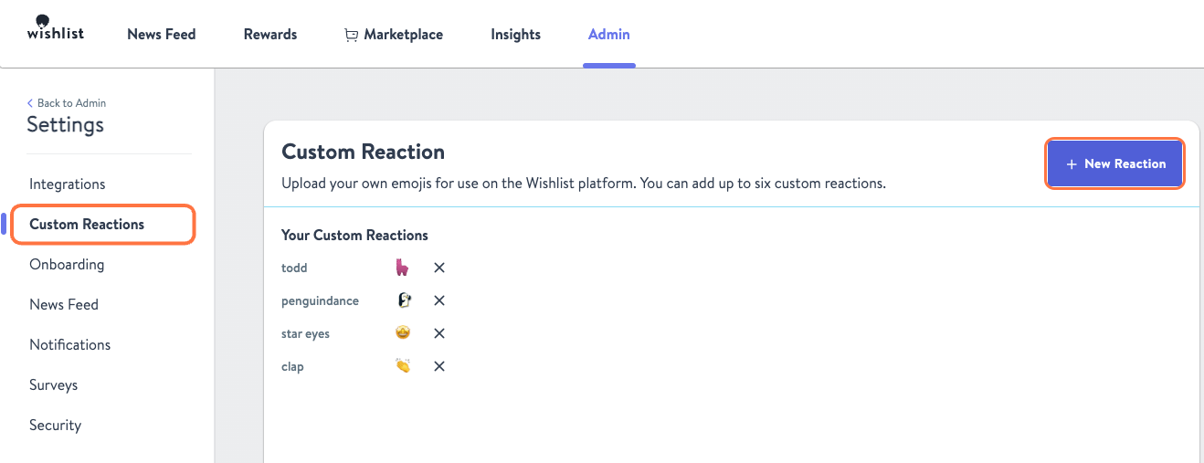 Click on addNew Reaction