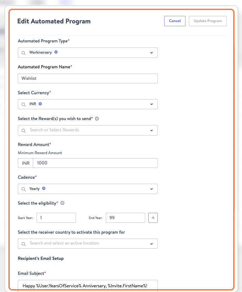 Click on Edit Automated Program…