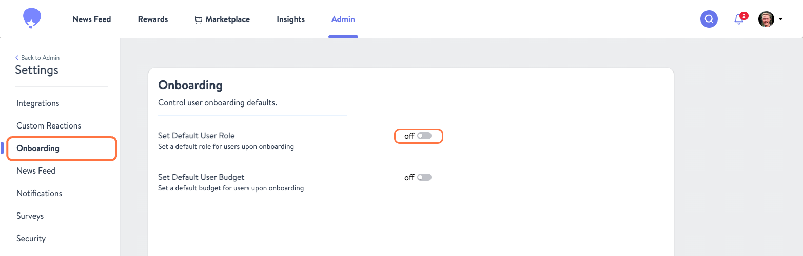 Click on Set Default User Role