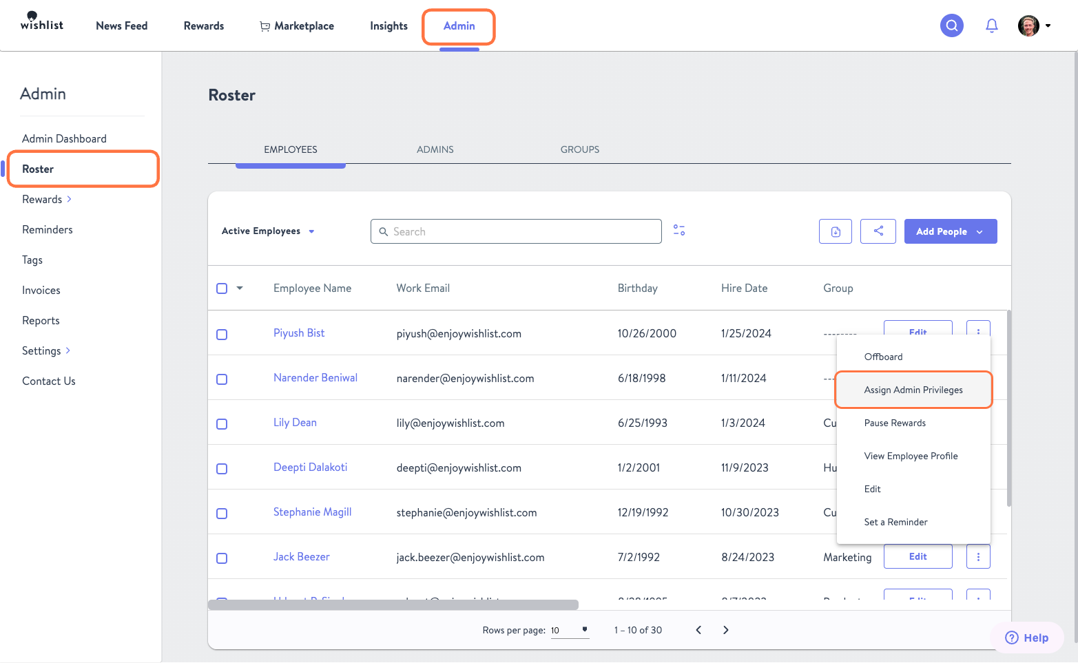 Click on Assign Admin Privileges