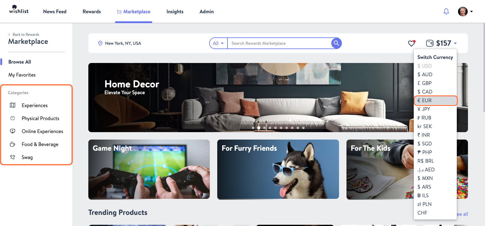 Click on Switch Currency…