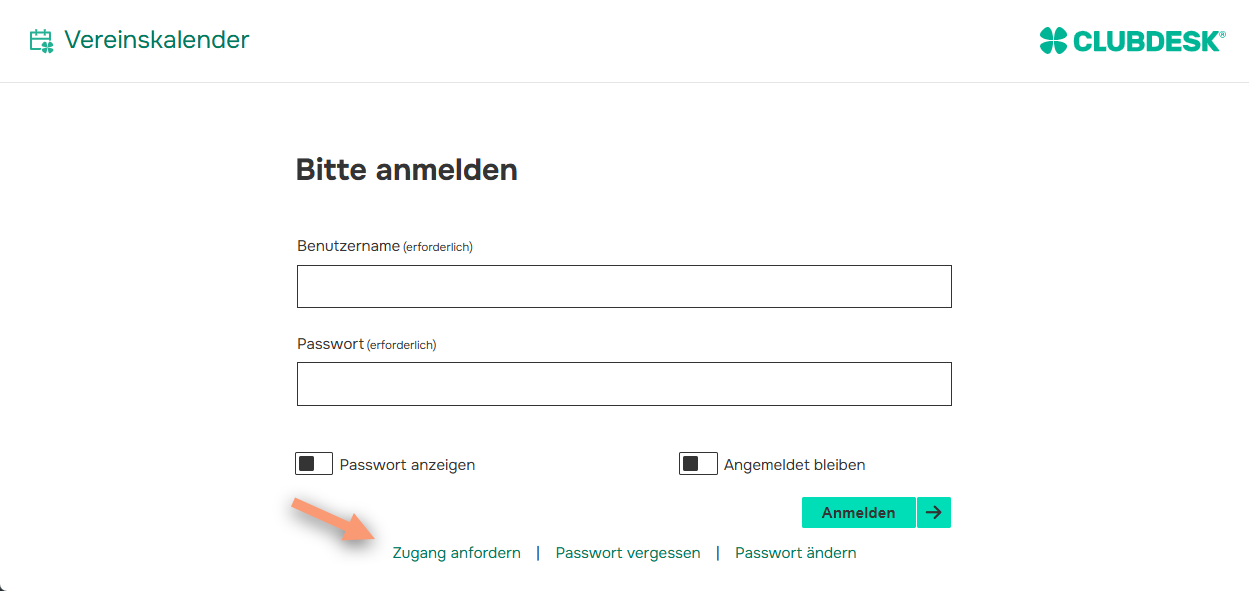 Zugang anfordern wählen