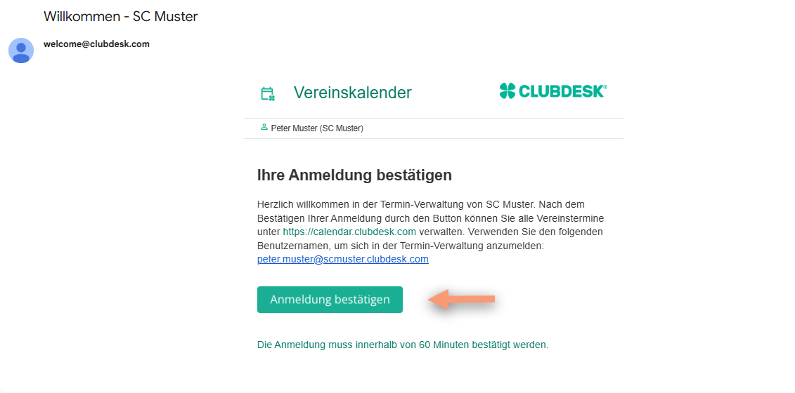 Deine Anmeldung bestätigen