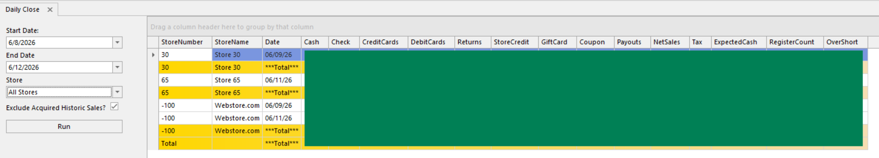 Report view from testing environment