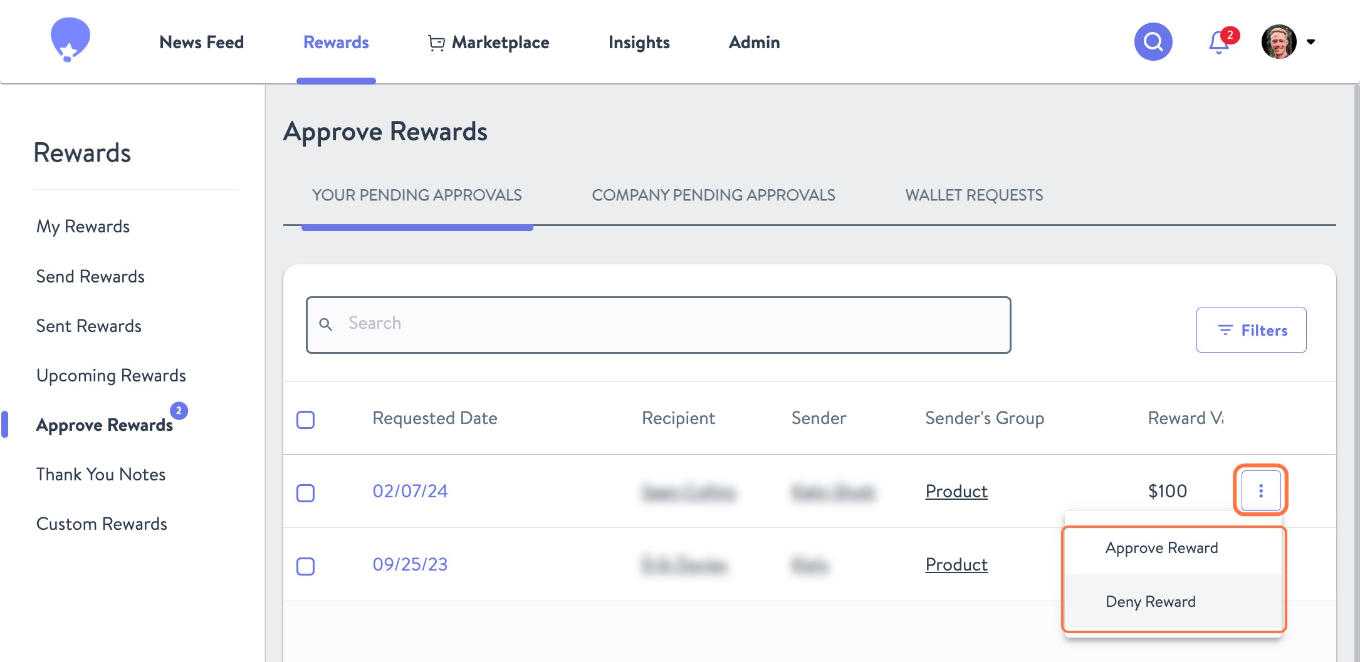 Click on Deny Reward
