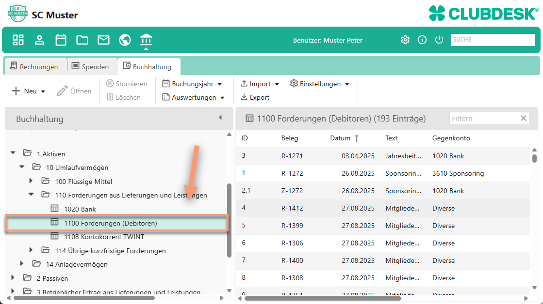 Konto Forderungen (Debitoren)