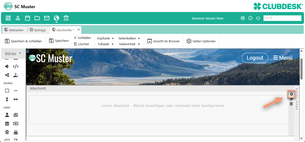 Zahnrad beim Abschnitt