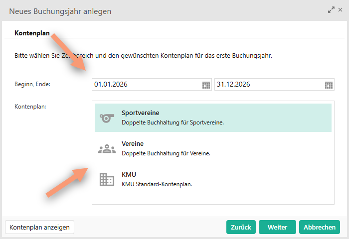 Kontenplan wählen