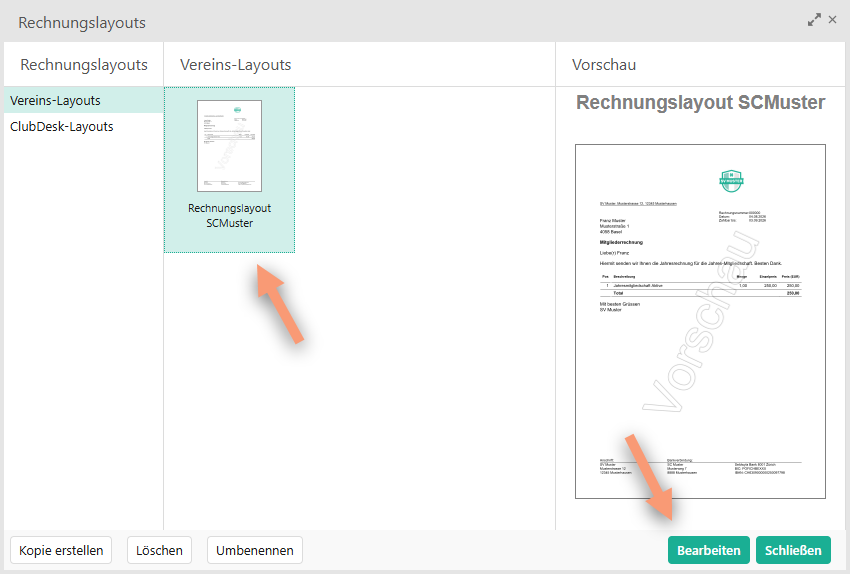 Benutzerdefiniertes Layout bearbeiten