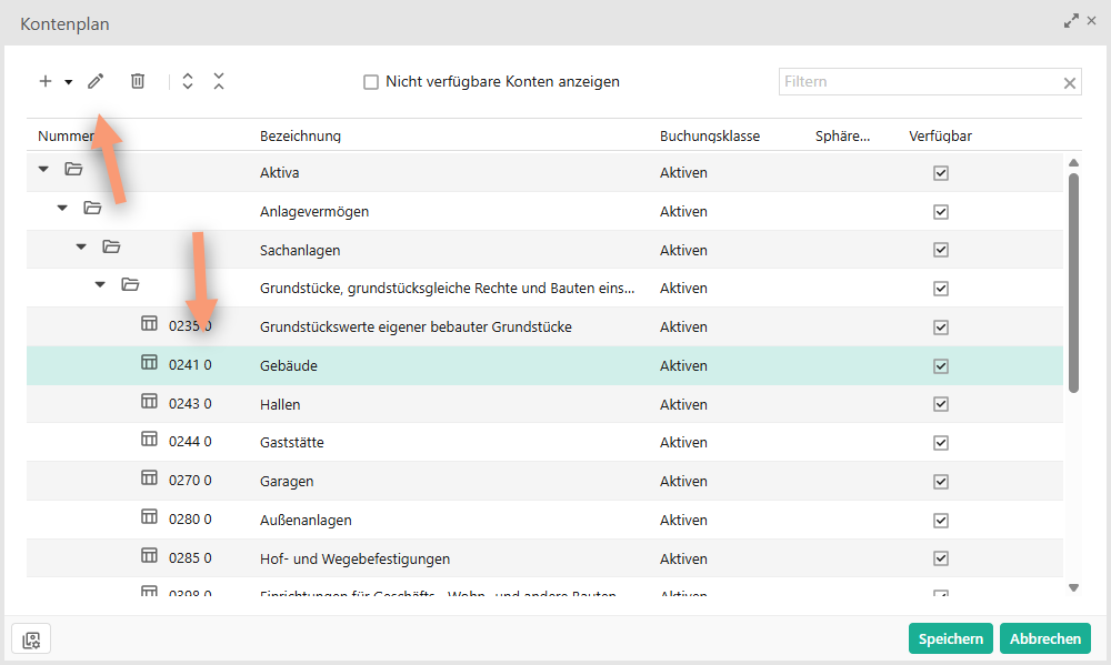 Kontenplanüberleitungs-Assistent Konten bearbeiten