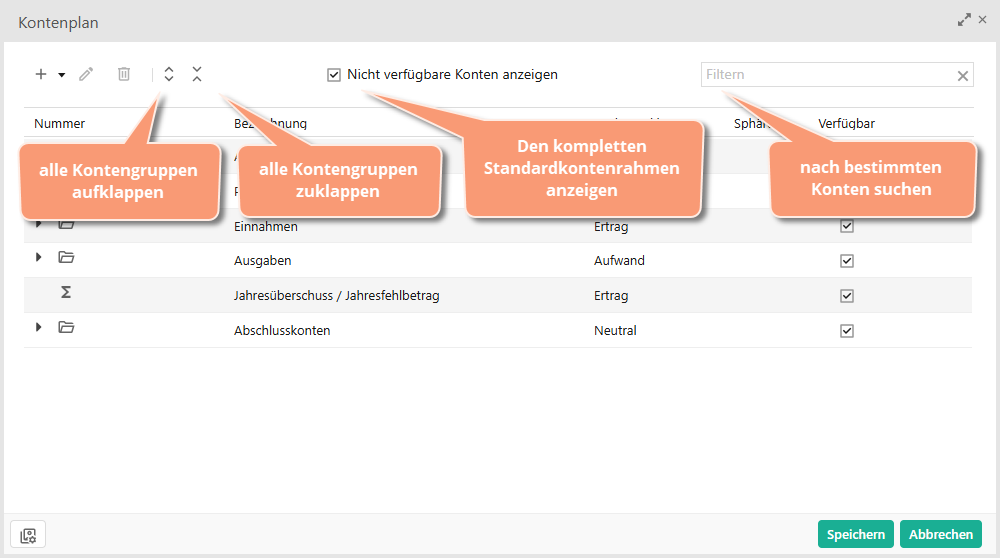 Kontenplanüberleitungs-Assistent Konten Ansicht verändern