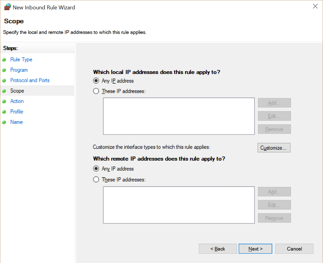Local scope. Remote address что это. Outbound Rules. Any addresses. Add Custom Rule.