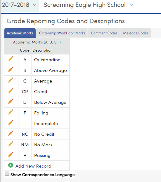 Grade Reporting Update Codes and Descriptions Aeries Software