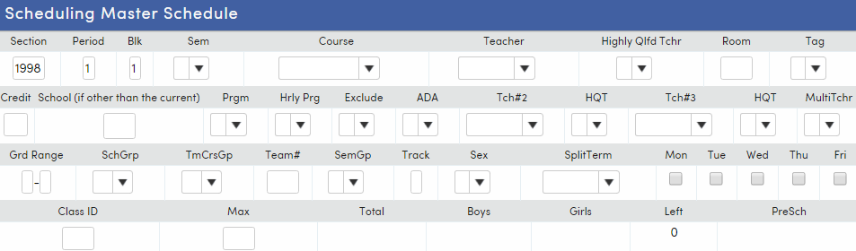 Scheduling Master Schedule : Aeries Software