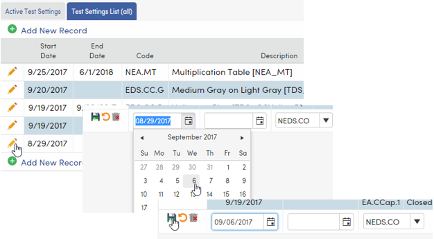 Adding/Updating Test Settings Data : Aeries Software