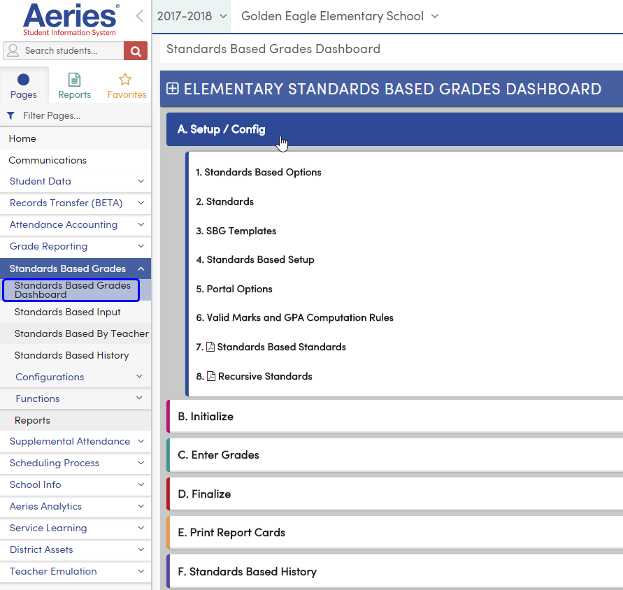 Standards Based Grade Reporting Overview Aeries Software