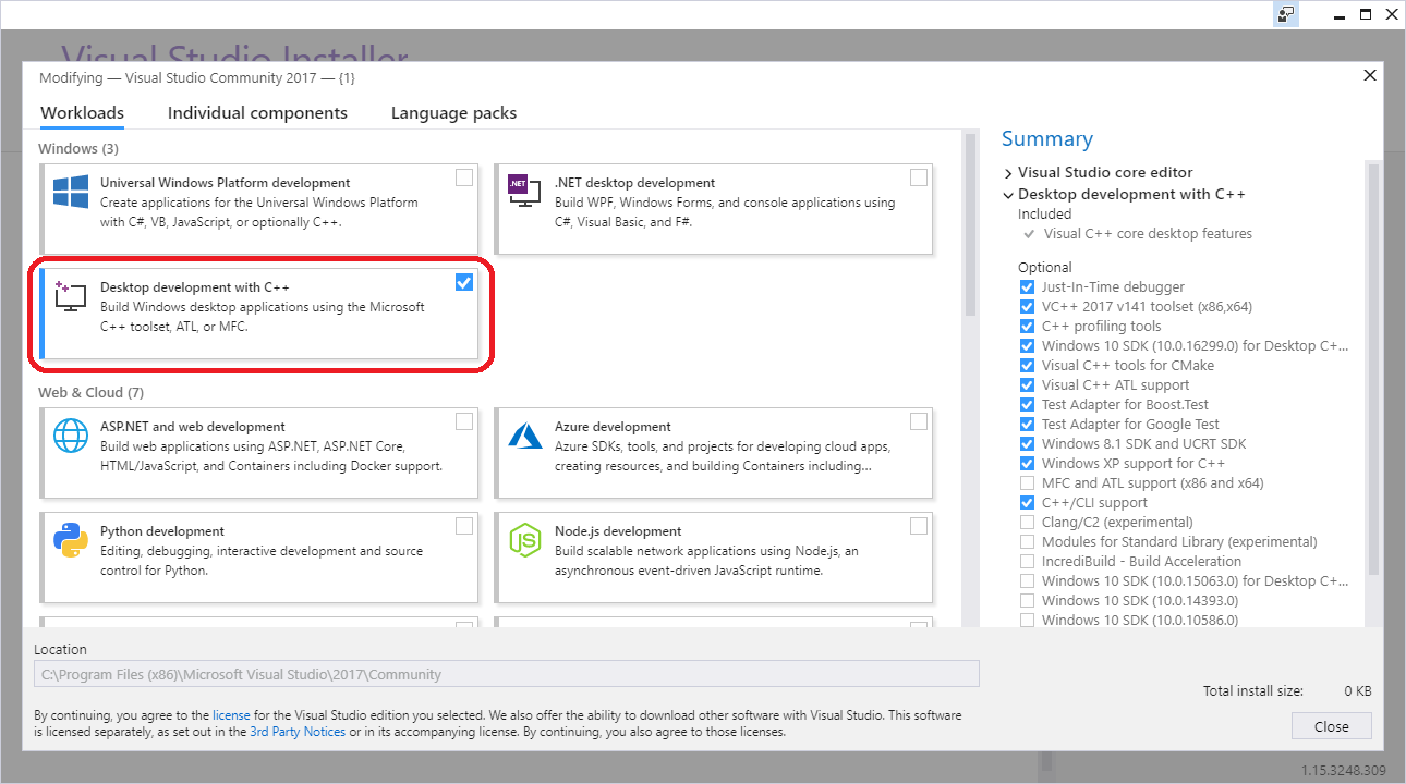 What components of Visual Studio Community 2017/2019 to install and  configure to work with NetSim source codes? : NetSim Support Portal