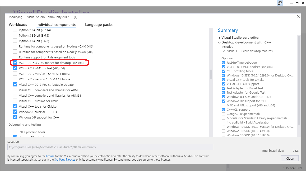 What components of Visual Studio Community 2017/2019 to install and  configure to work with NetSim source codes? : NetSim Support Portal