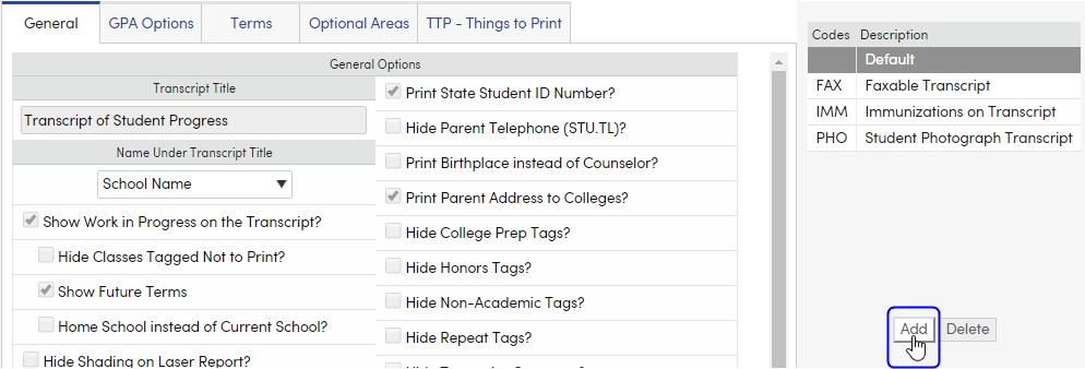 Transcript Definition Form : Aeries Software