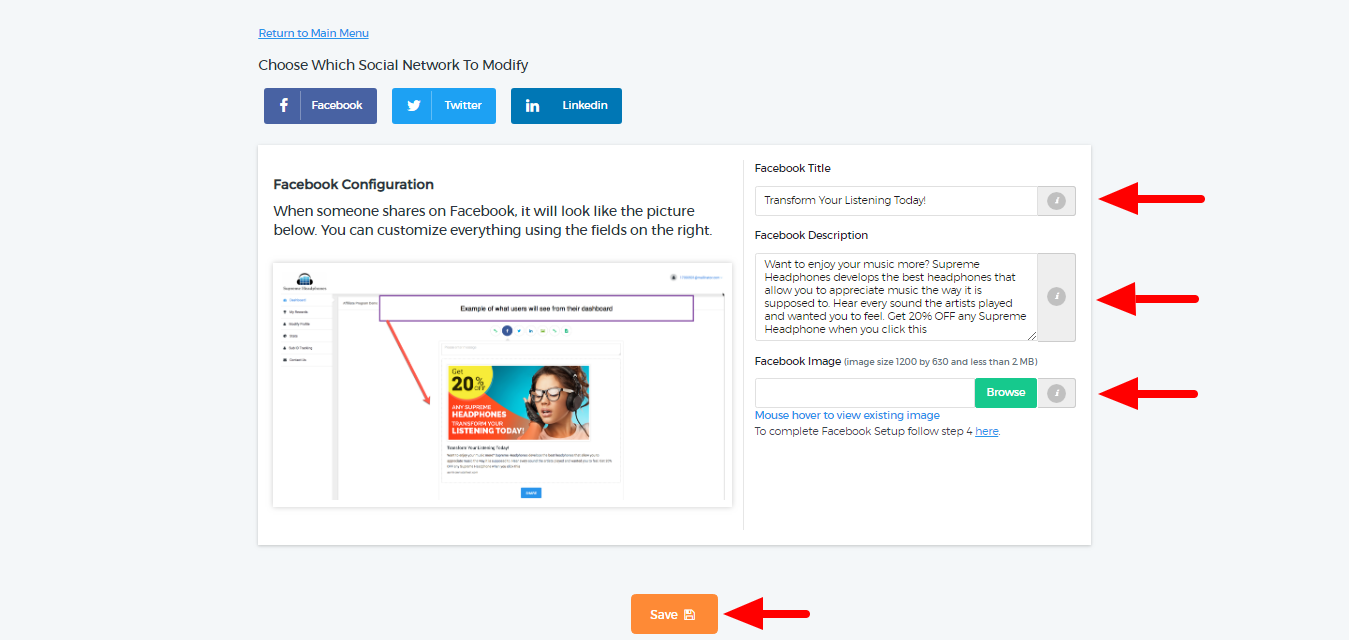 How to enable Facebook social sharing for your affiliates with your Wix