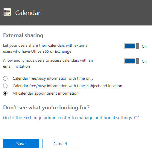 Share calendars with external users Foetron Microsoft Cloud