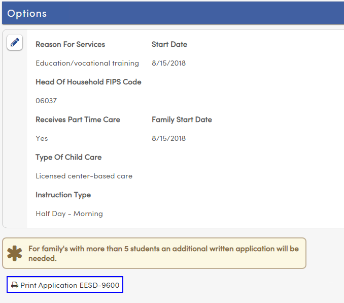 Early Childhood Development EESD9600 Application Aeries Software