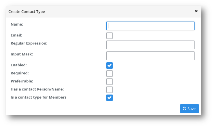 Contact & Address Types : MiMembership