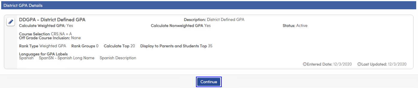GPA Configurations Page : Aeries Software