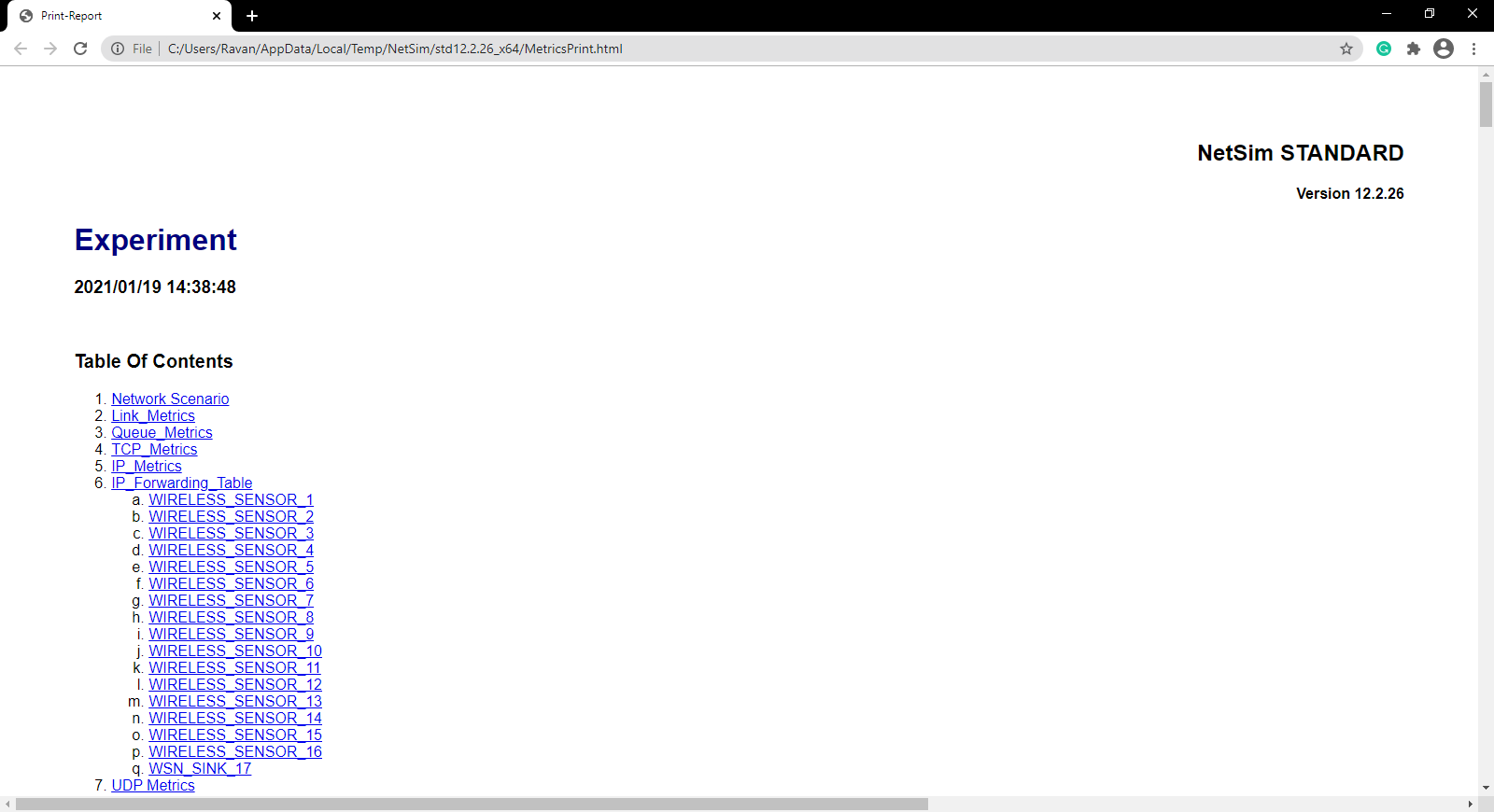 How do I print a report of my experiment in NetSim? : NetSim Support Portal