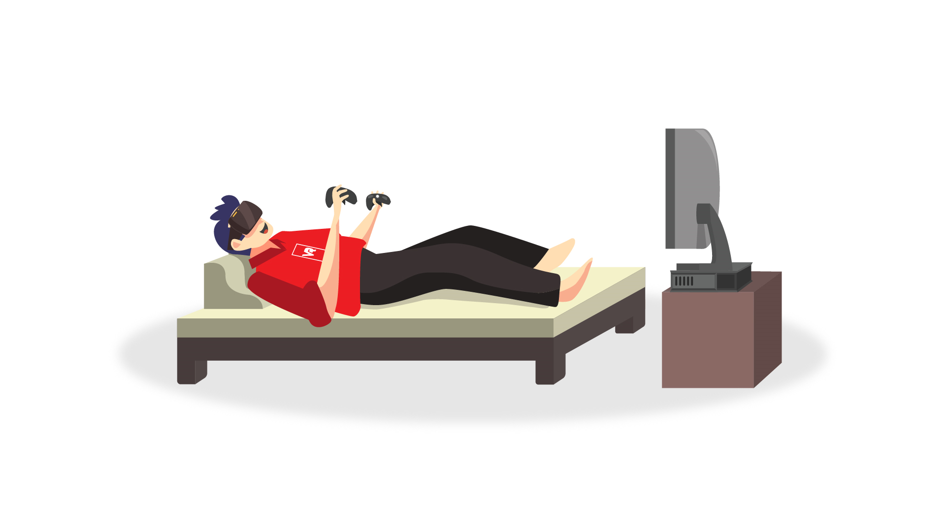 Picture of virtual reality gaming with while reclined