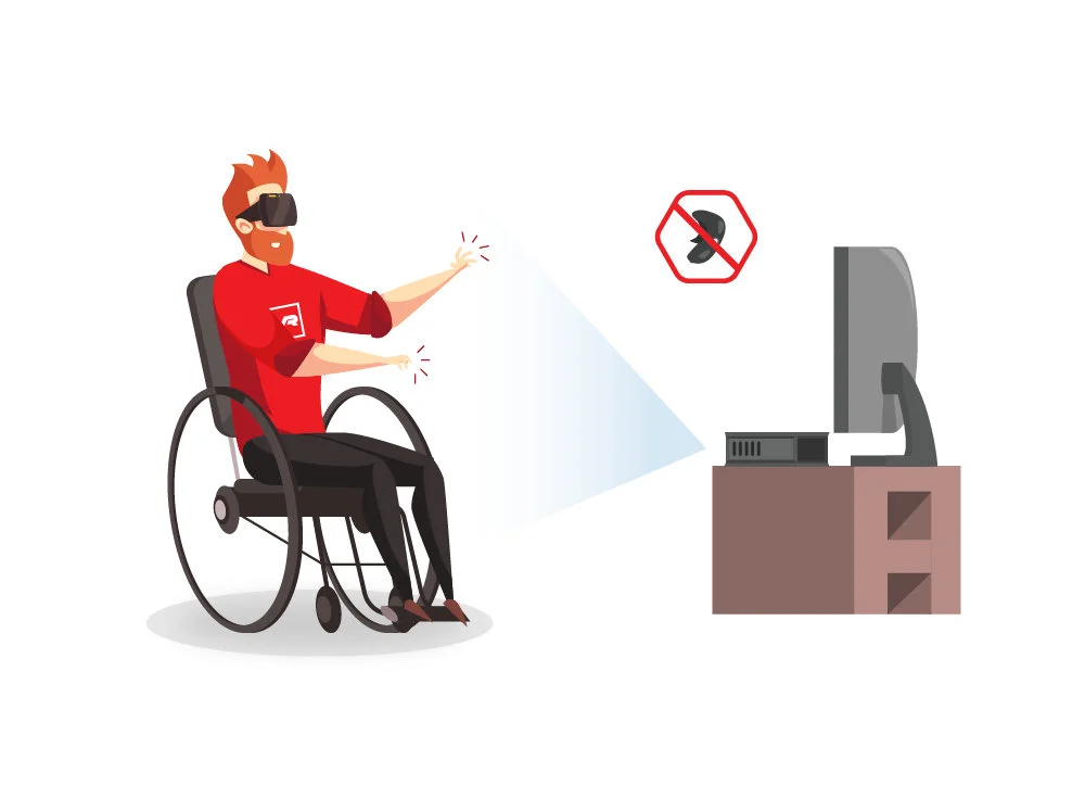 Picture of virtual reality gaming with tracking hands