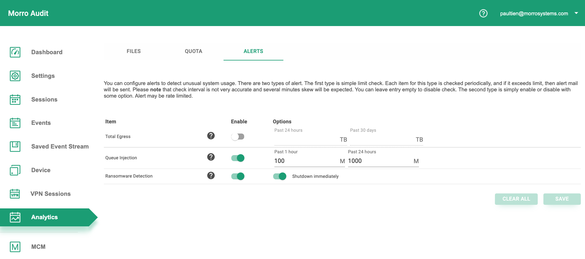 Ransomware detection and risk monitoring : Morro Data - Support Center