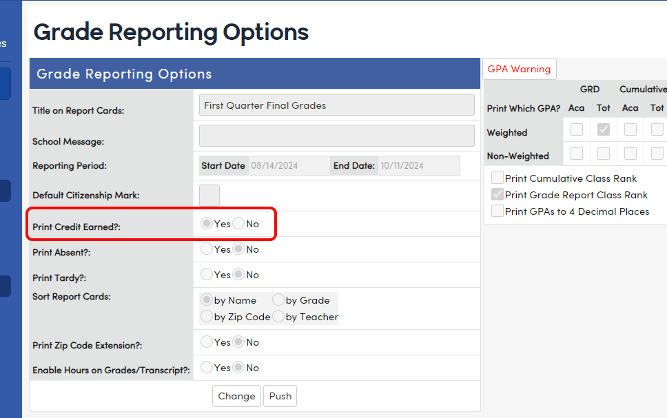 Credits Print as 0.00 on the GRD Report Card - Things to Check : Aeries ...