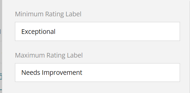 Example minimum and maximum rating labels