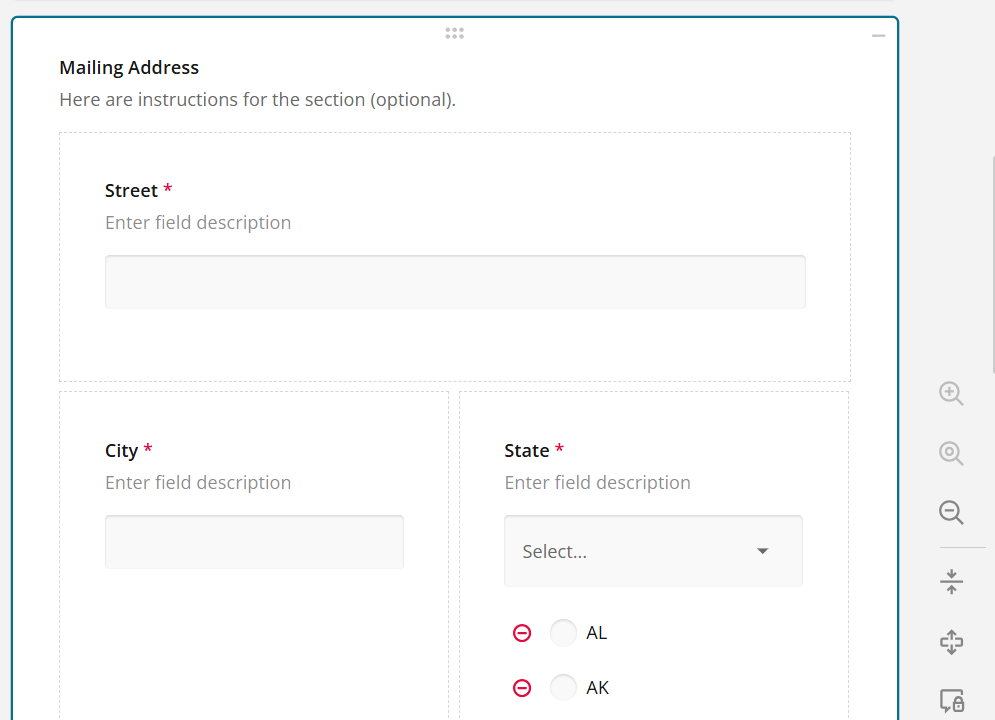 Administrator view with sample questions added to section