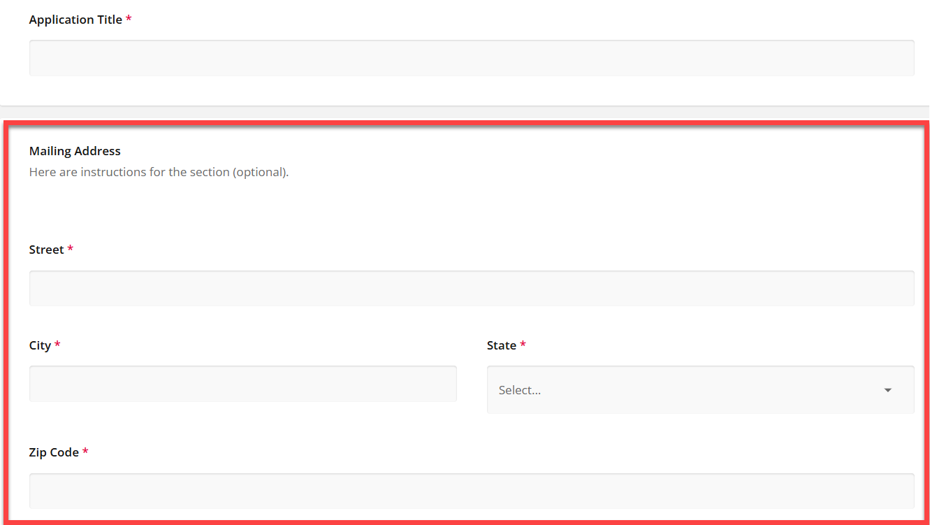 Applicant view of section, outlined in red