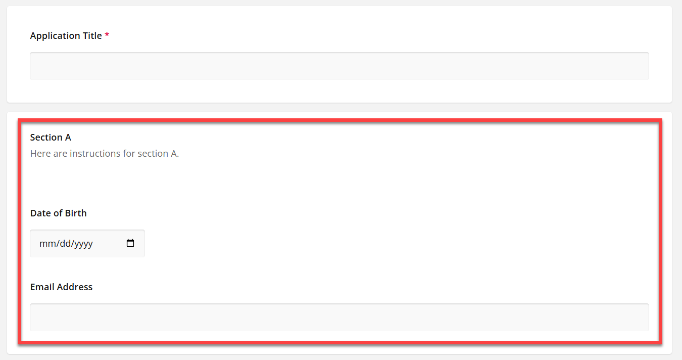 Applicant view of section, outlined in red