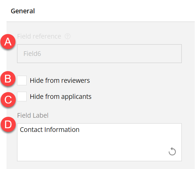 Admin view of General panel