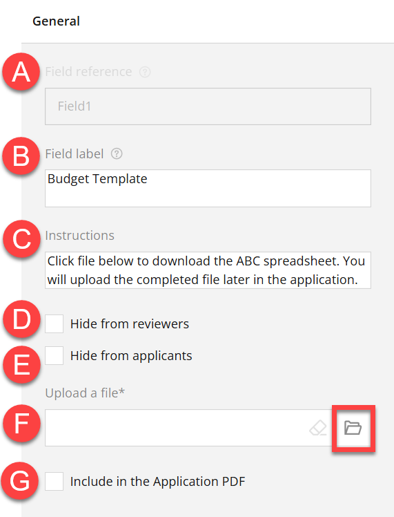 Admin view of General section of Settings panel