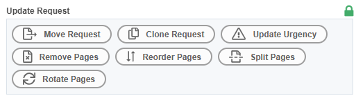 Options for updating requests including moving, cloning, and removing pages.