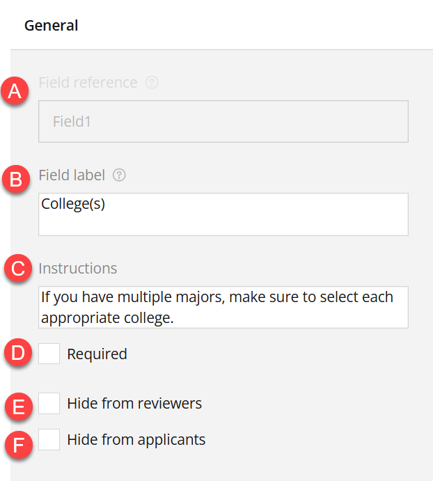 Admin view of General panel