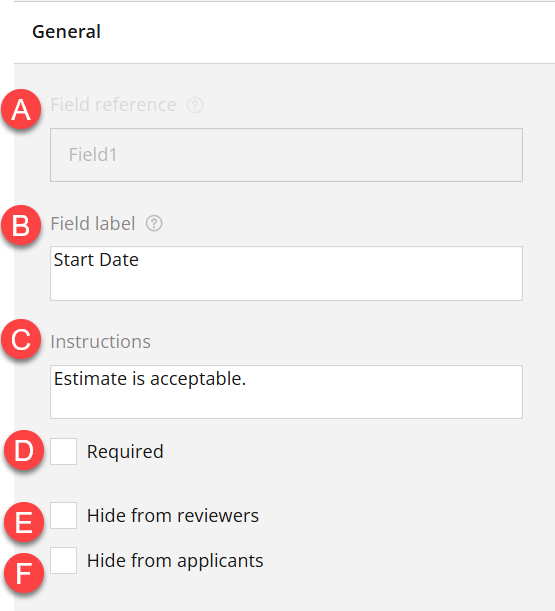 General section of Settings tab