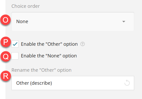 Choices bar continued