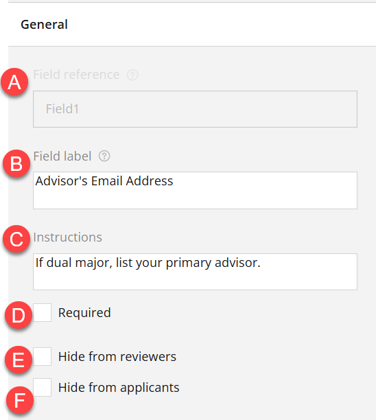 Admin view of General section of Settings panel