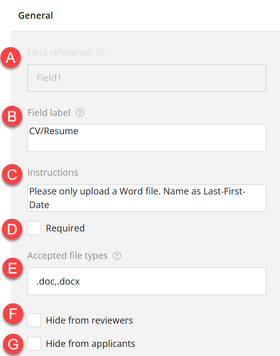 Admin view of General section of Settings panel