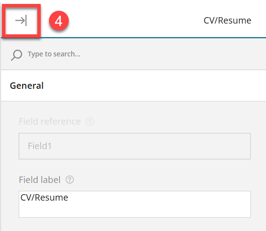 Admin view of collapsing Settings panel