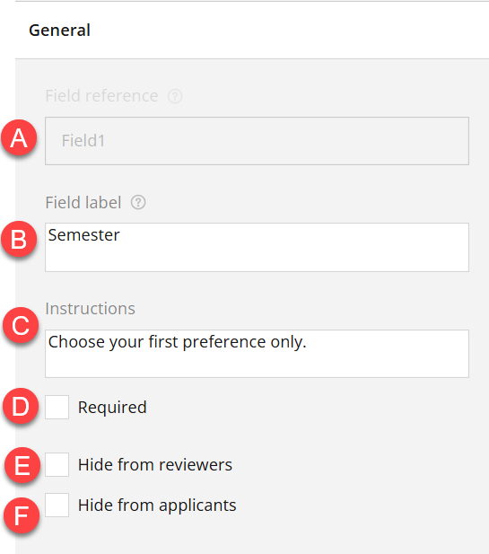 Admin view of General panel for multiple choice question