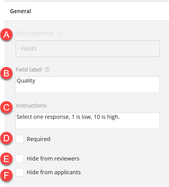 Admin view of ratings general panel