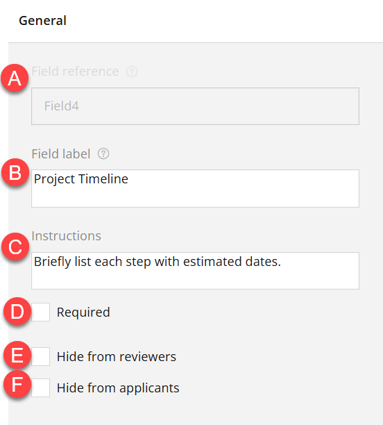 Admin view of General section of Settings panel